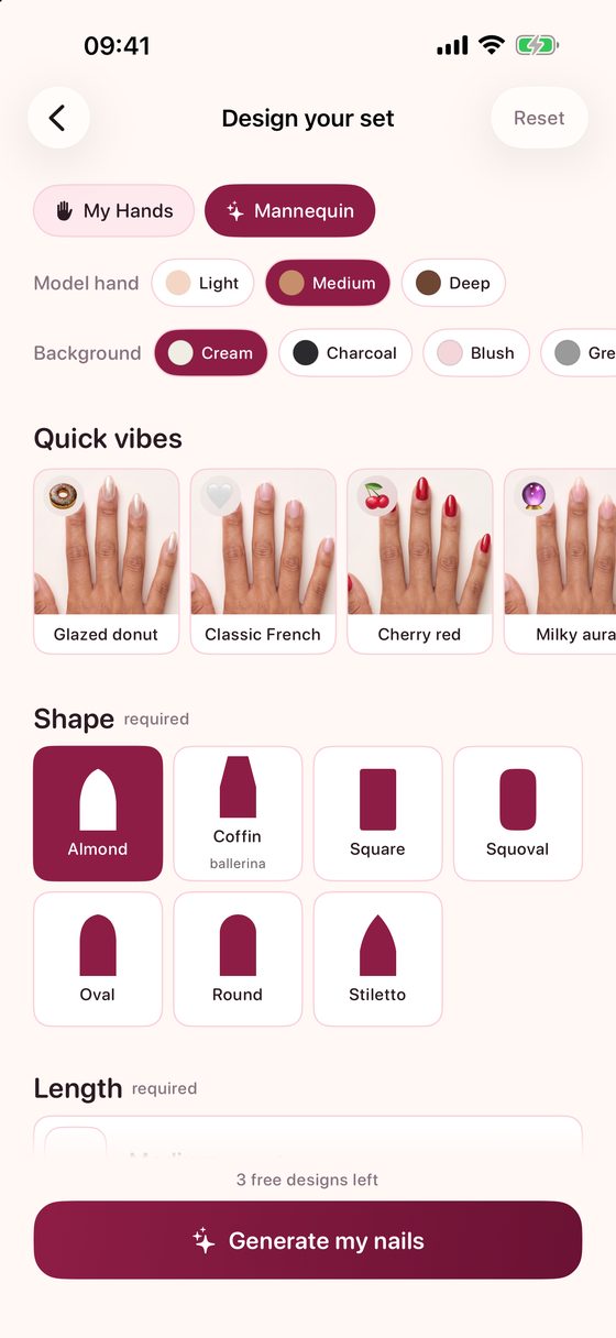 Nailvory editor: shape, length, colour and vibe